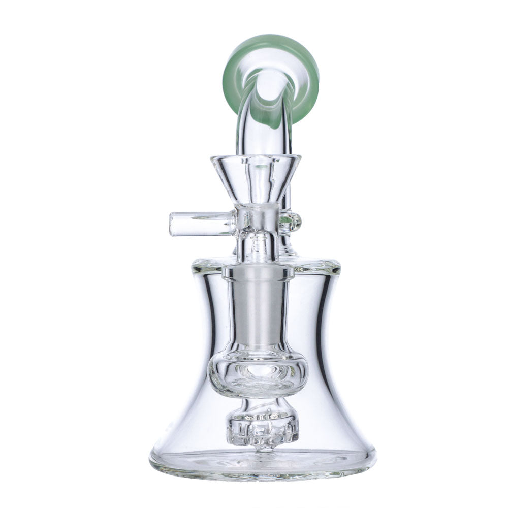Mini Hourglass Base Bong | 5.5 Inch | Milky Teal | front view