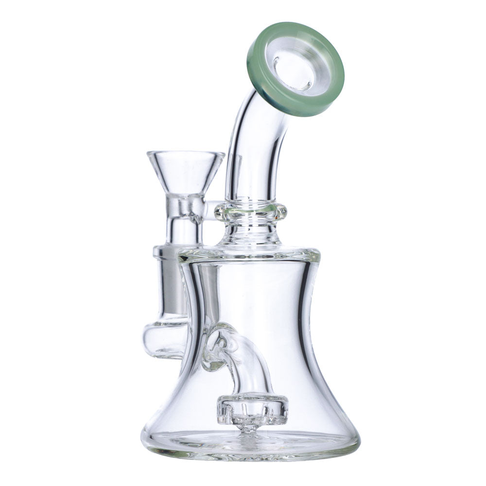 Mini Hourglass Base Bong | 5.5 Inch | Milky Teal | side view 3