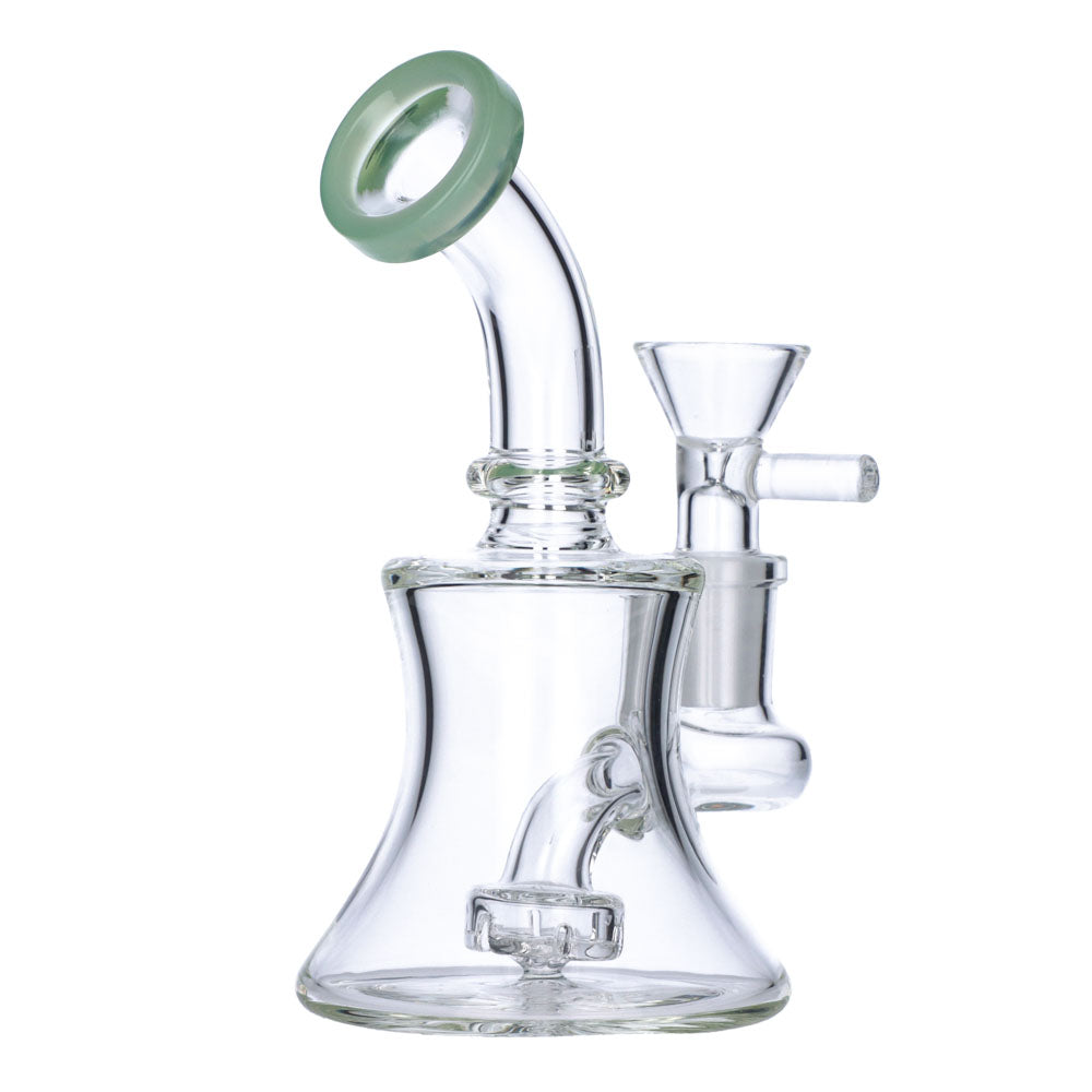 Mini Hourglass Base Bong | 5.5 Inch | Milky Teal | side view 4