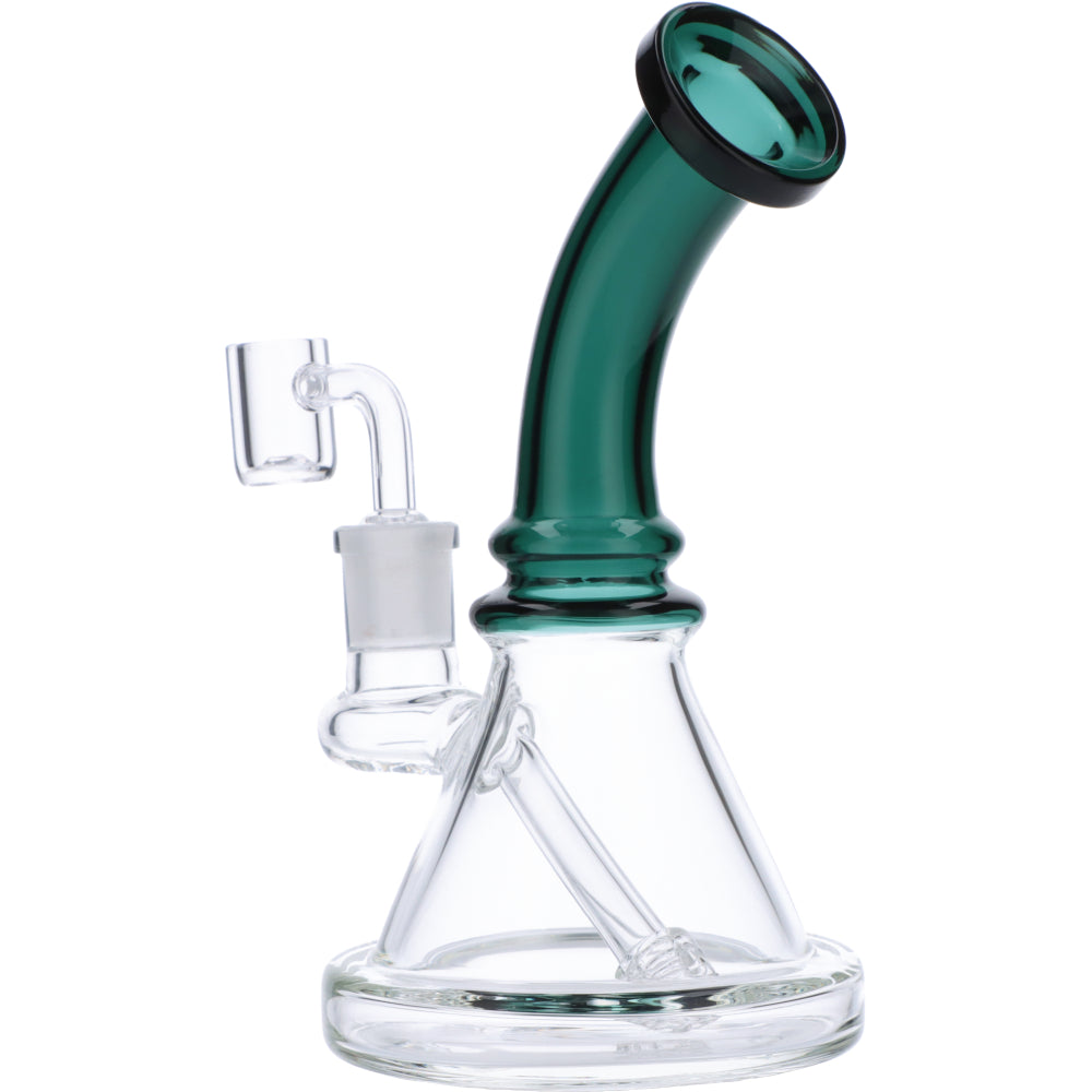 Mini Bent Neck Dab Rig | Teal | Side view 2
