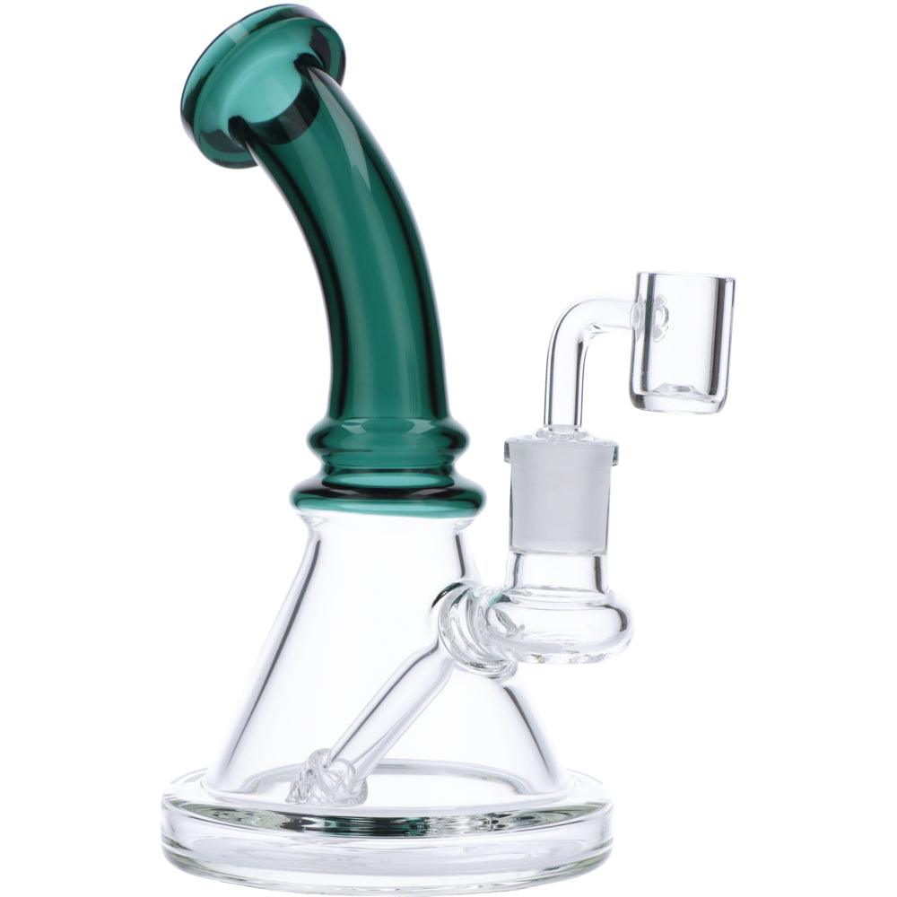 Mini Bent Neck Dab Rig | Teal | Side view 3