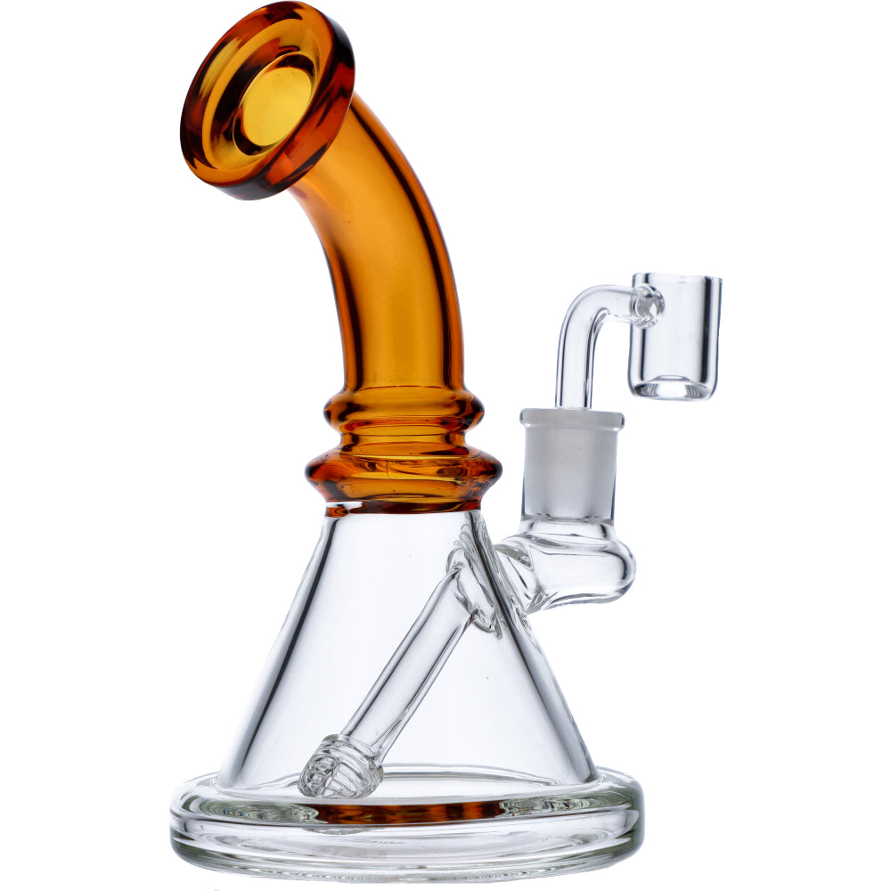 Mini Bent Neck Dab Rig | Yellow | Side view 3