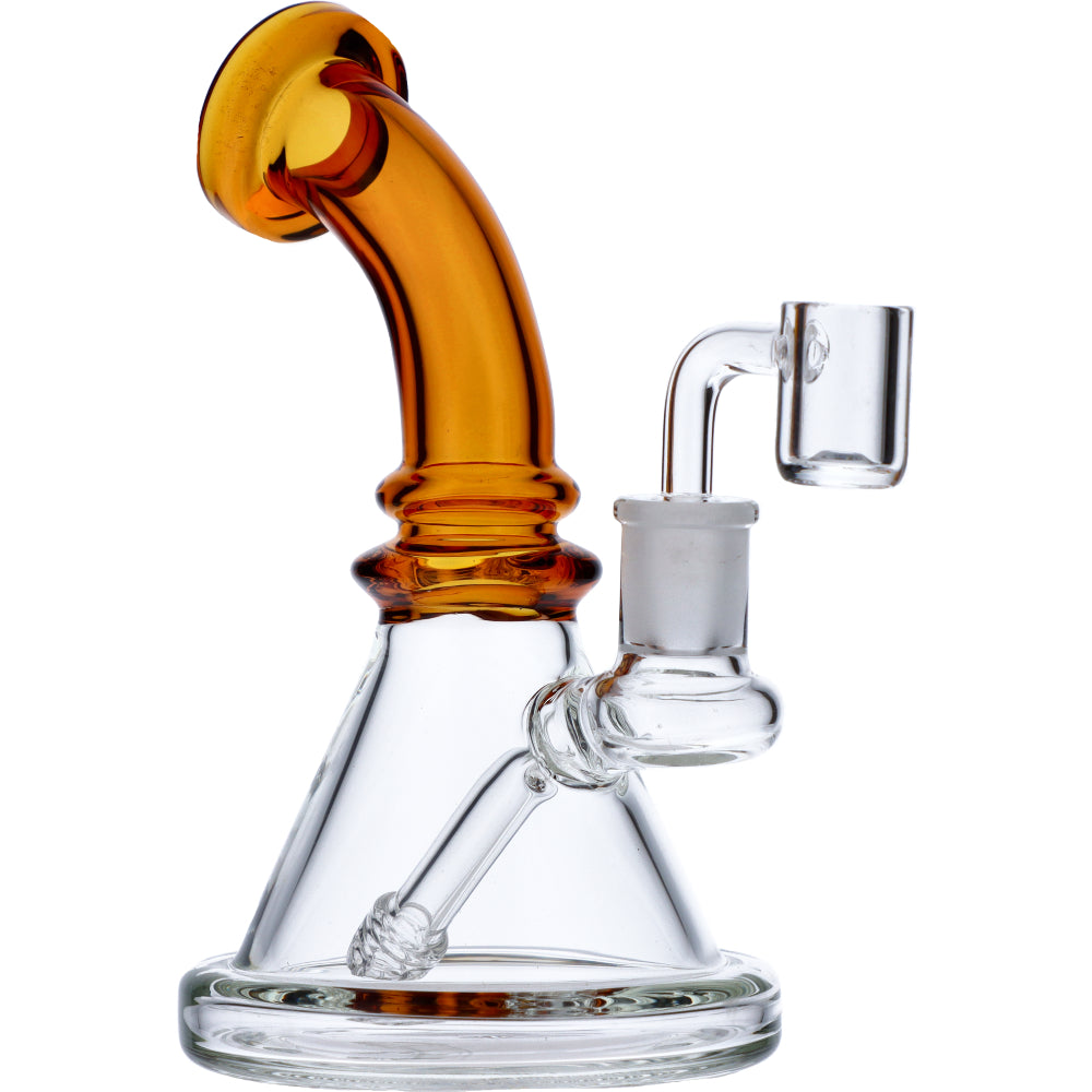 Mini Bent Neck Dab Rig | Yellow | Side view 4
