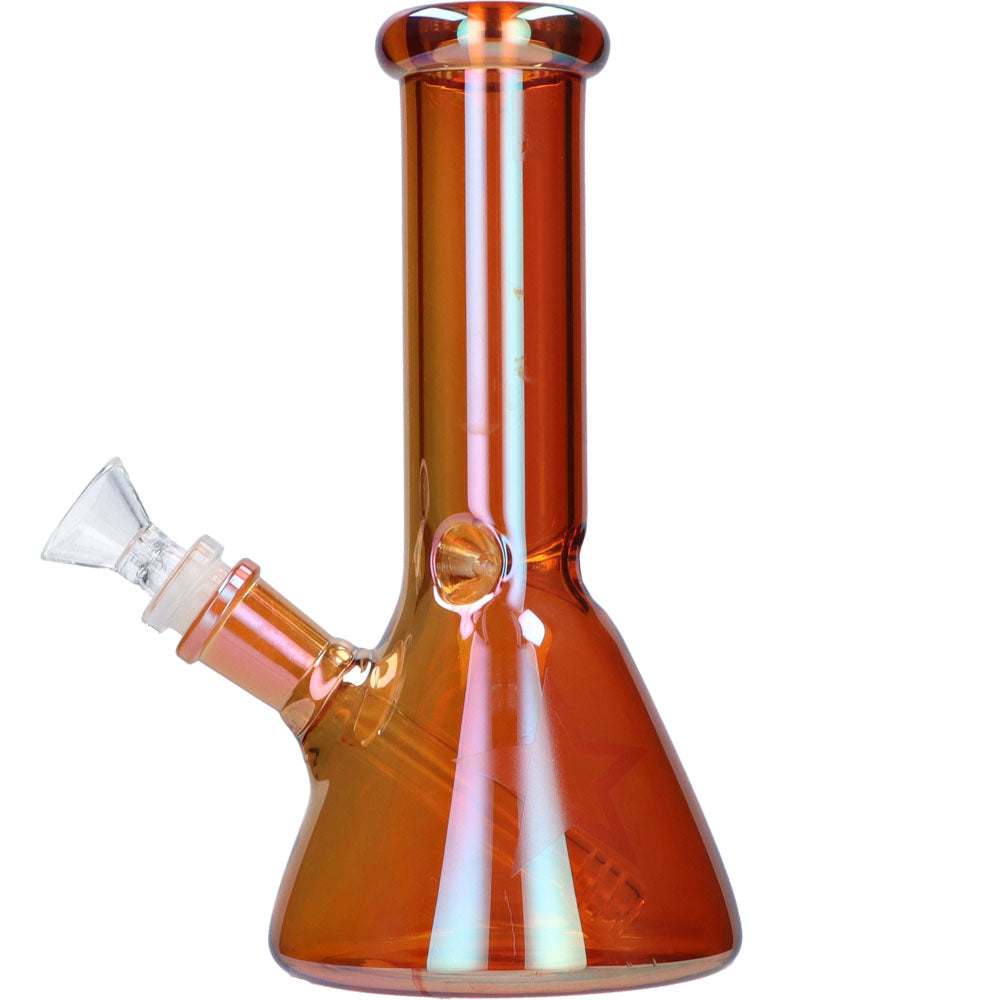 Famous X 8 Inch Fumed Glass Beaker Ice Bong | Lava | side view 2