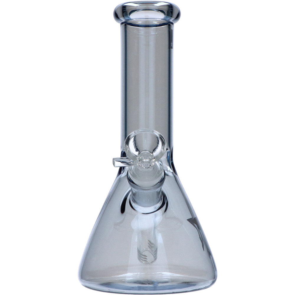 Famous X 8 Inch Fumed Glass Beaker Ice Bong | Chrome | front view