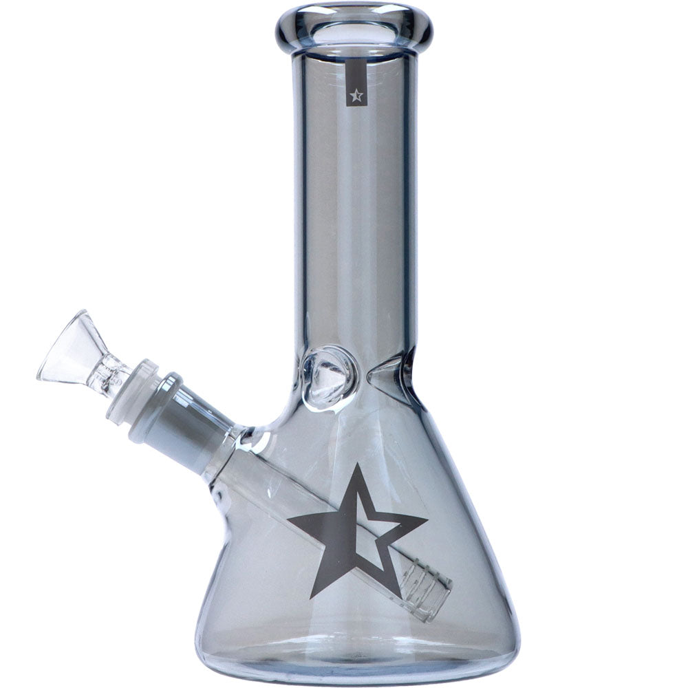 Famous X 8 Inch Fumed Glass Beaker Ice Bong | Chrome | side view 2