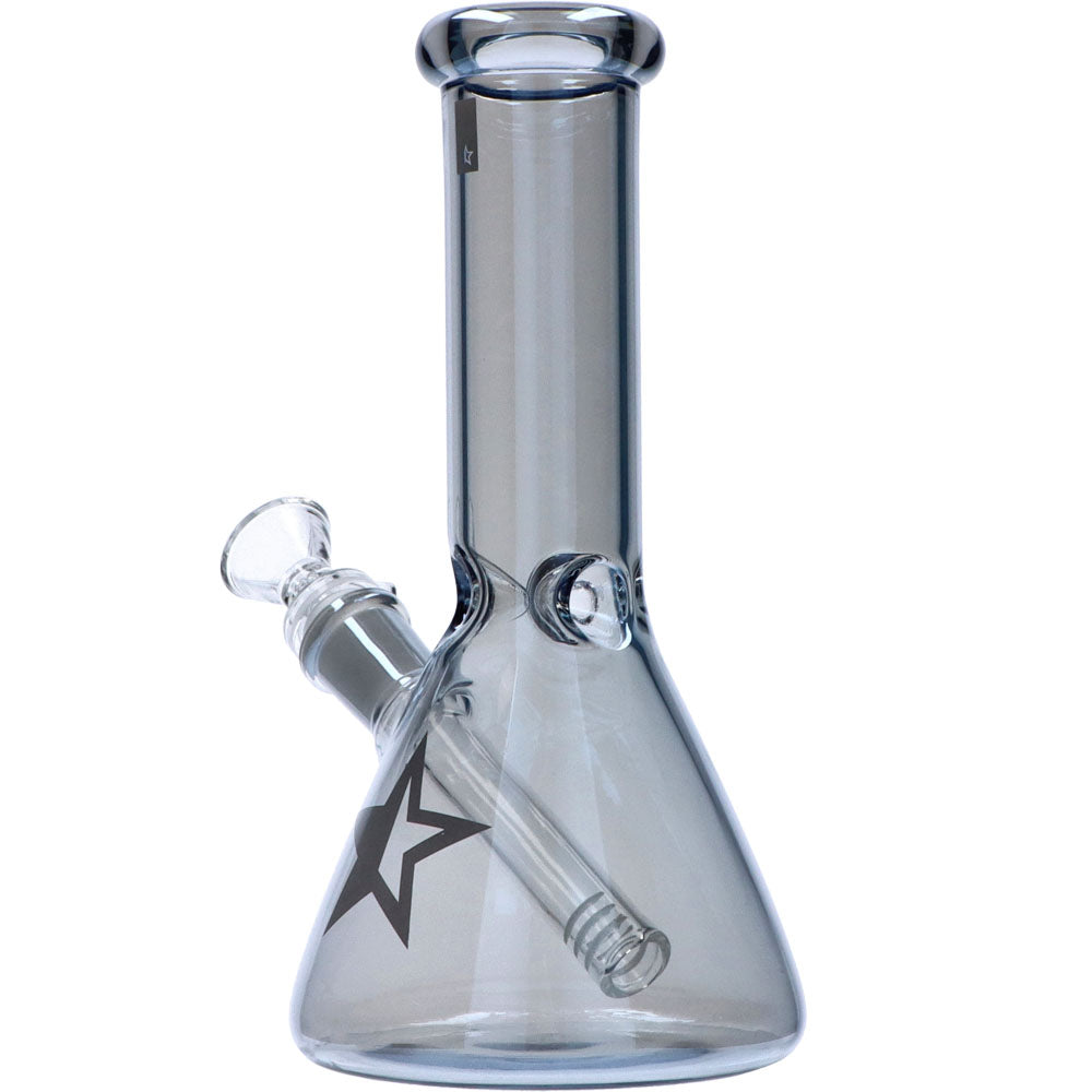 Famous X 8 Inch Fumed Glass Beaker Ice Bong | Chrome | side view 3