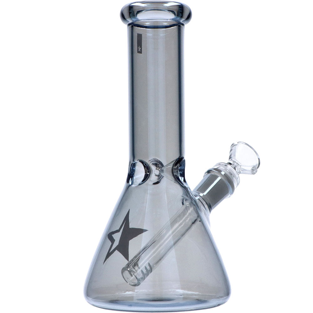 Famous X 8 Inch Fumed Glass Beaker Ice Bong | Chrome | side view 4