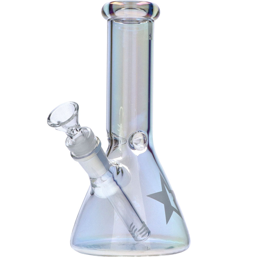 Famous X 8 Inch Fumed Glass Beaker Ice Bong | Crystal | side view 1