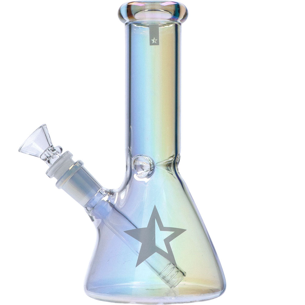 Famous X 8 Inch Fumed Glass Beaker Ice Bong | Crystal | side view 2
