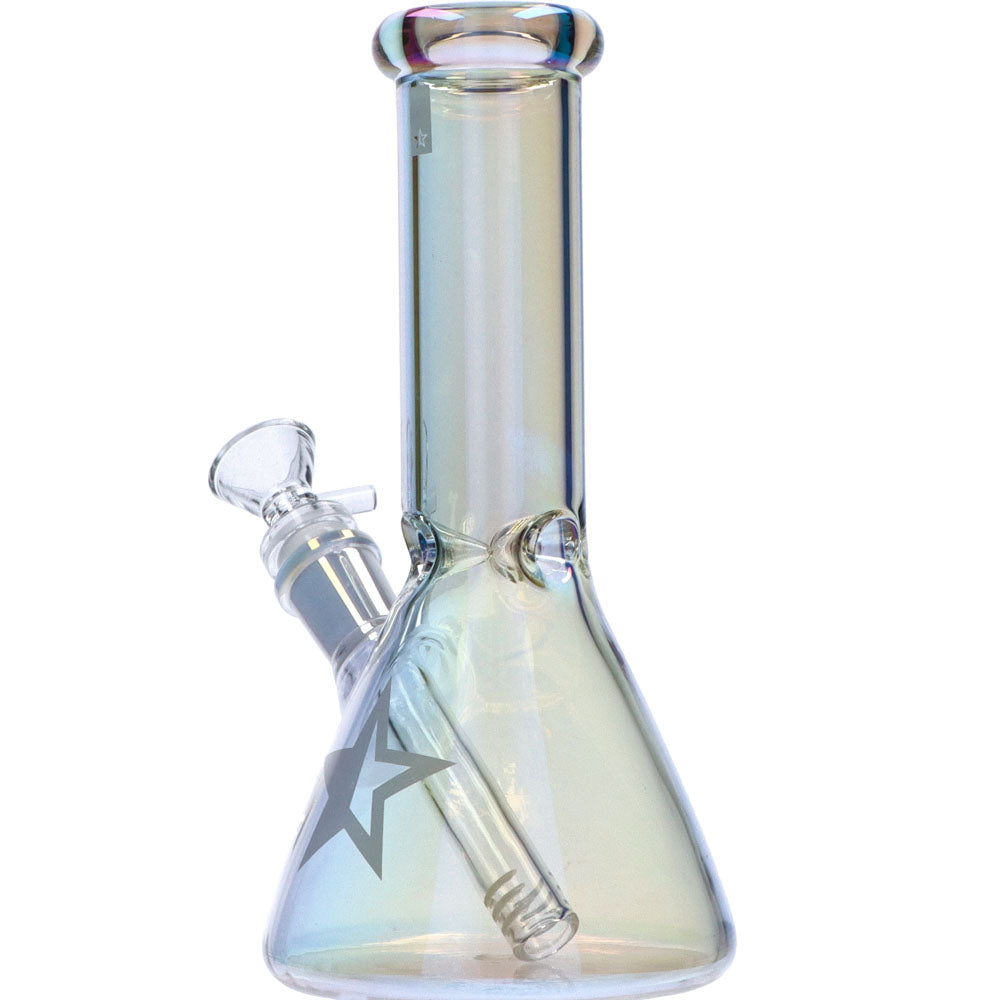 Famous X 8 Inch Fumed Glass Beaker Ice Bong | Crystal | side view 3
