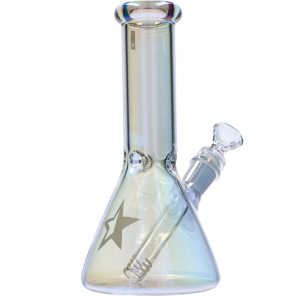 Famous X 8 Inch Fumed Glass Beaker Ice Bong | Crystal | side view 4