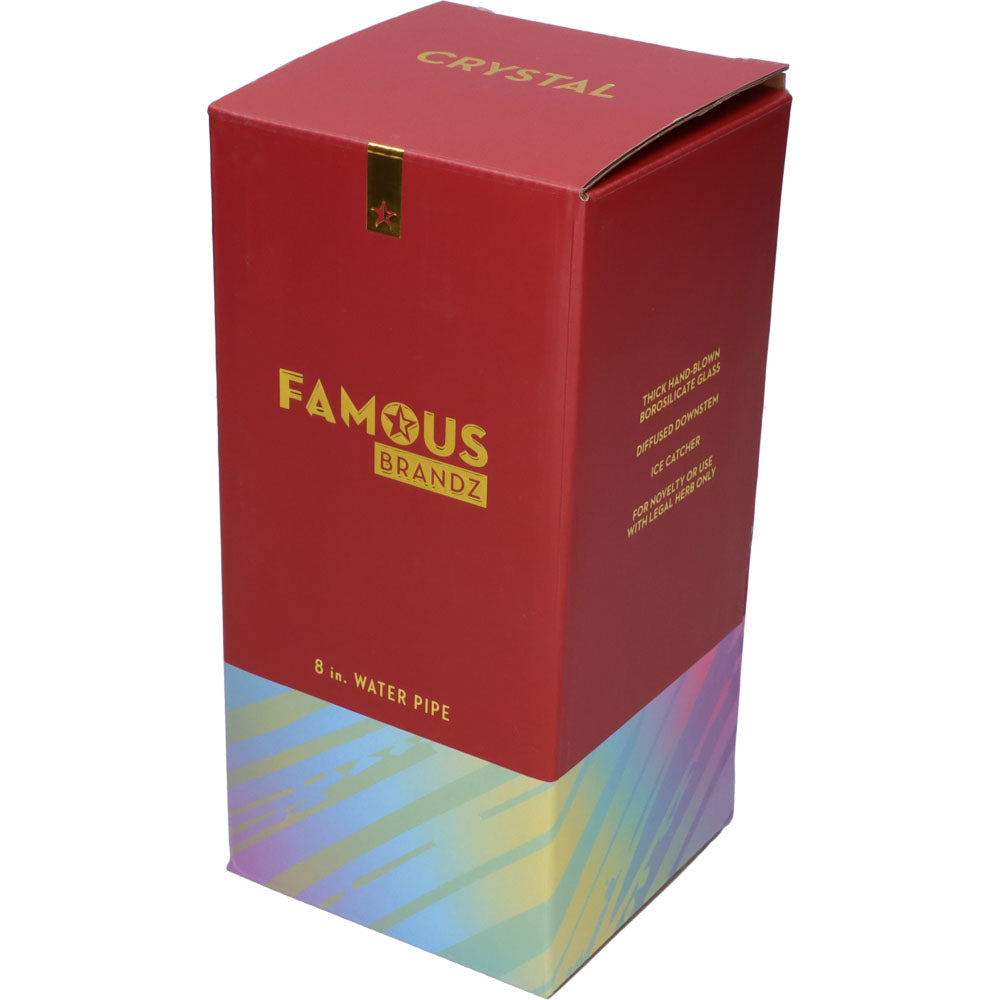 Famous X 8 Inch Fumed Glass Beaker Ice Bong | Crystal | box