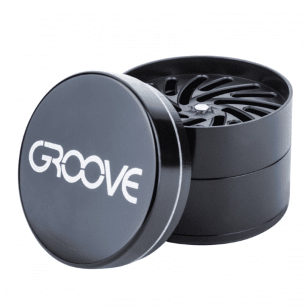Aerospaced Groove 4-Piece Aluminum Grinders - 2 inch | Black