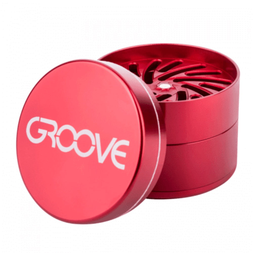 Aerospaced Groove 4-Piece Aluminum Grinders - 2 inch | Red