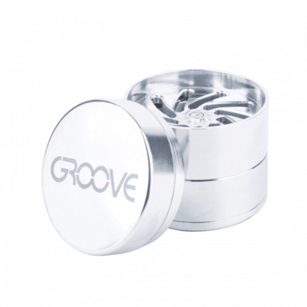 Aerospaced Groove 4-Piece Aluminum Grinders - 2 inch | Silver
