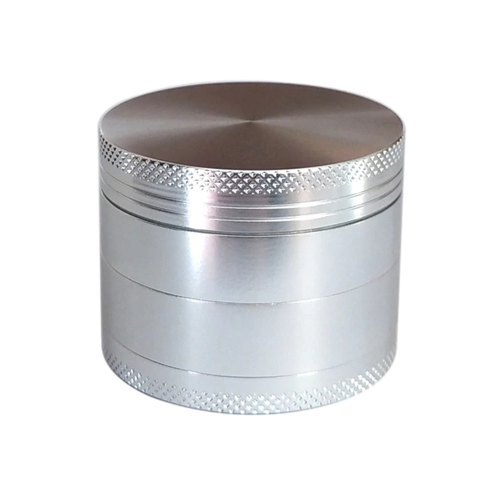 Aluminum 63mm Herb Grinder with Pollen Screen and Magnetic Lid | Silver