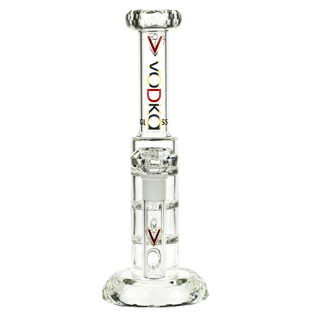 Vodka Glass Sapphero Straight Triple Percolator Bong - Front View 