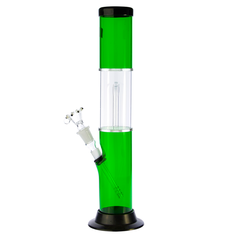 Acrylic Bong with Arched Perc Glass Downstem and Herb Bowl | green