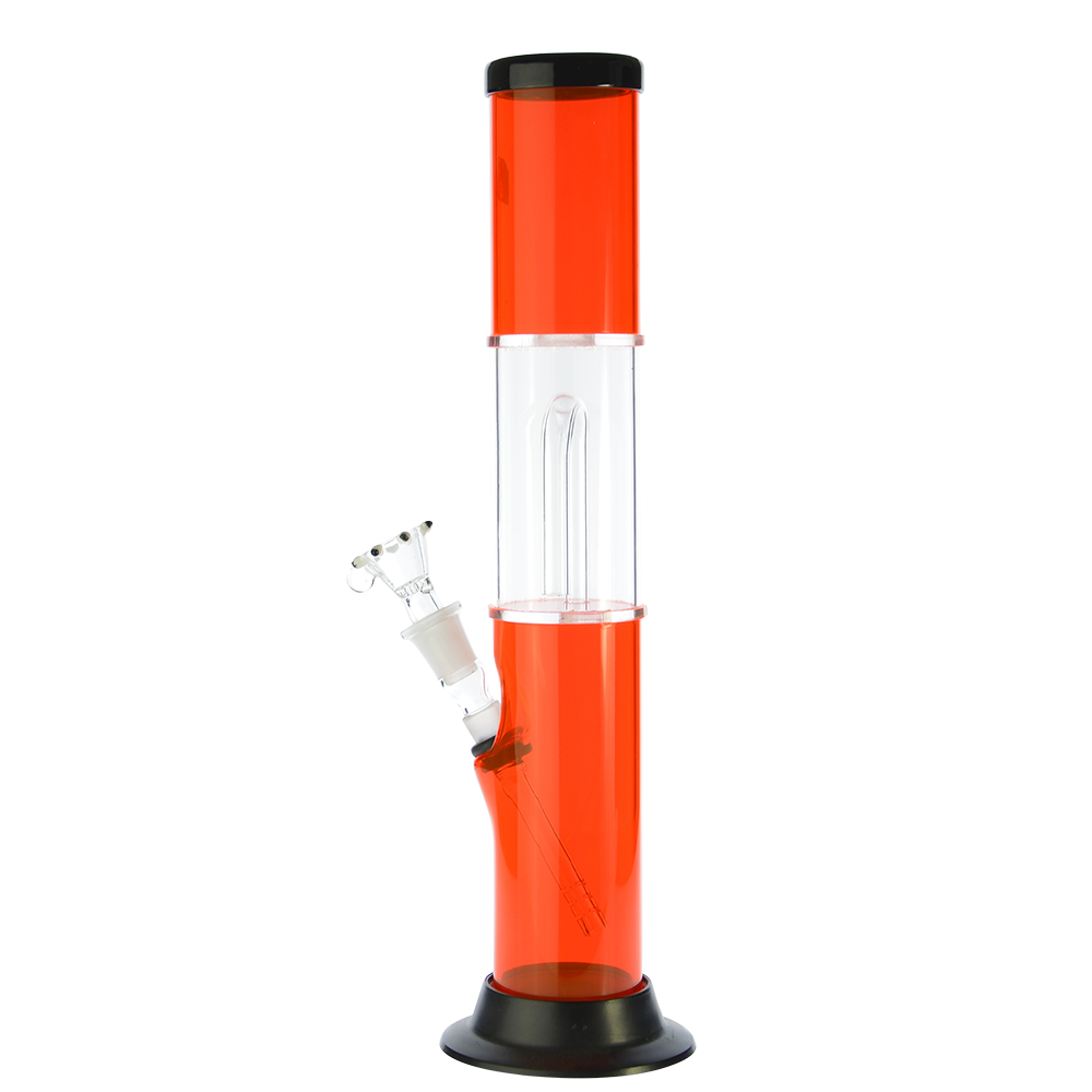 Acrylic Bong with Arched Perc Glass Downstem and Herb Bowl | orange