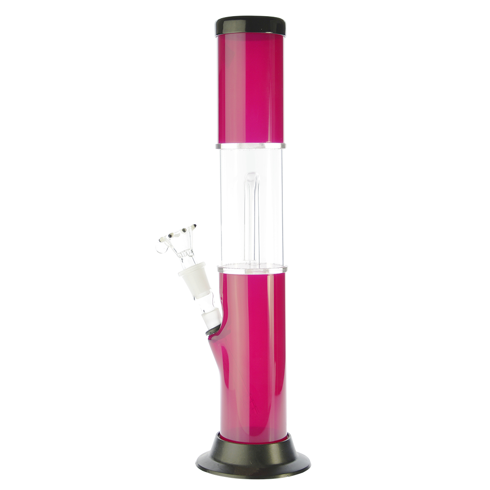 Acrylic Bong with Arched Perc Glass Downstem and Herb Bowl | pink