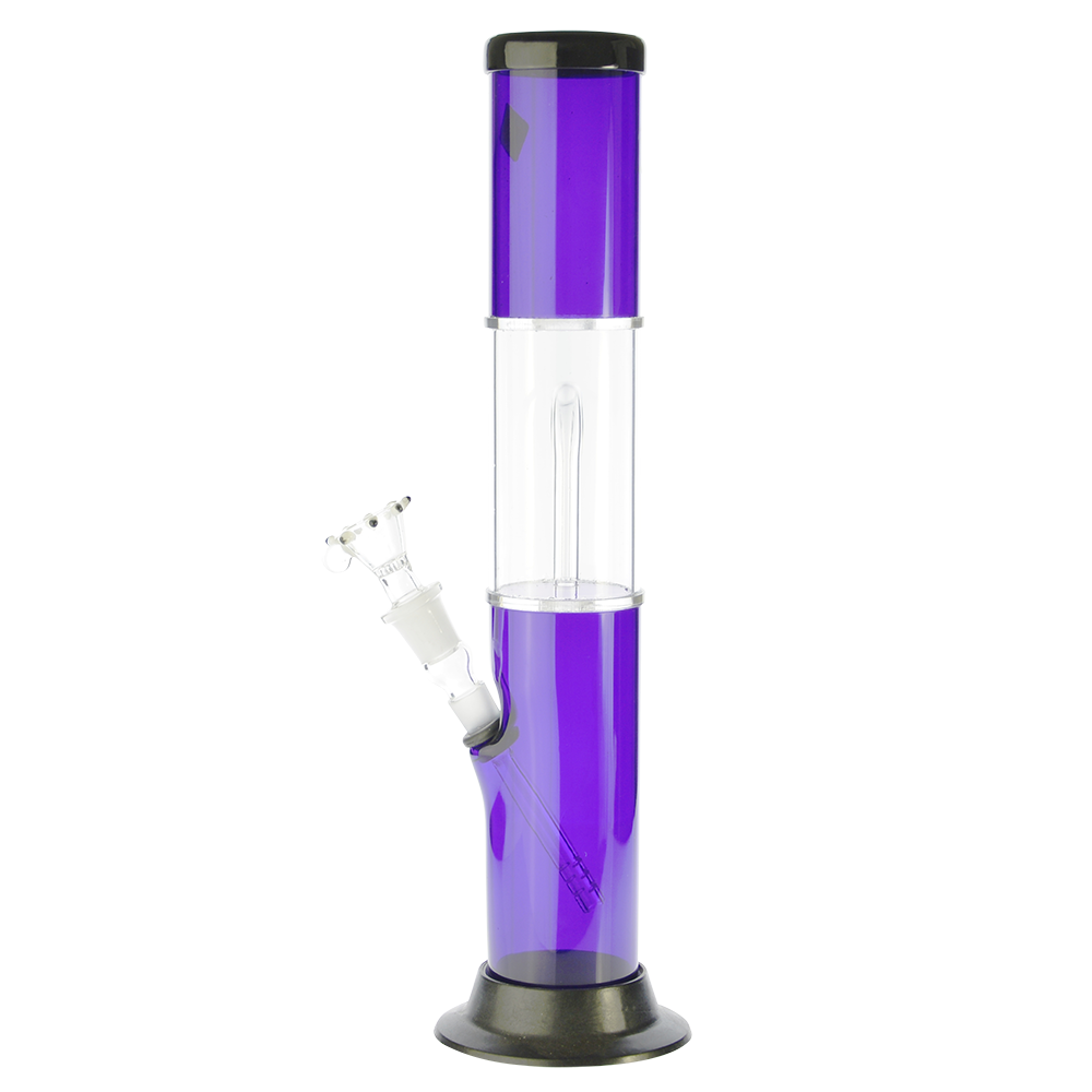 Acrylic Bong with Arched Perc Glass Downstem and Herb Bowl | purple