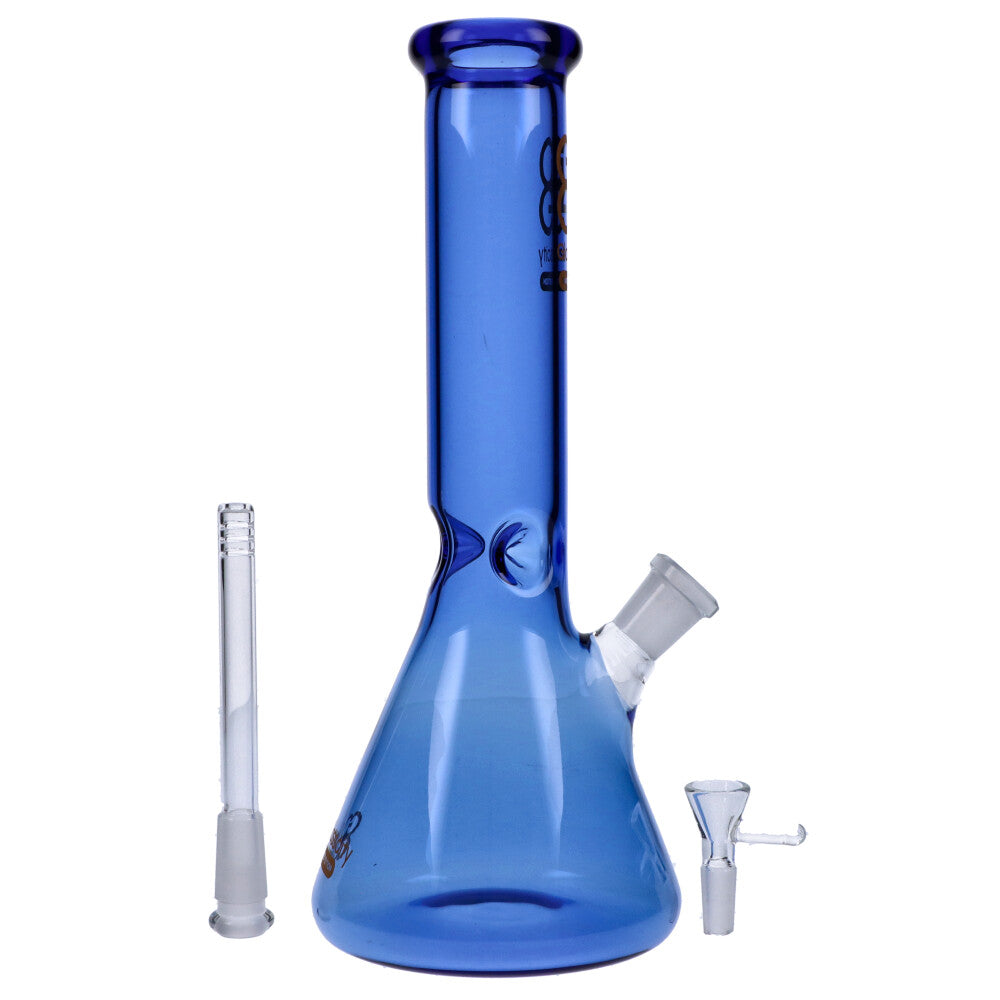 Glasscity Limited Edition Beaker Ice Bong | Blue | Small | Downstem and Herb Bowl Included 
