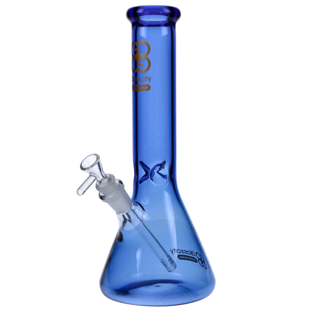 Glasscity Limited Edition Beaker Ice Bong | Blue | Small | Side view 2
