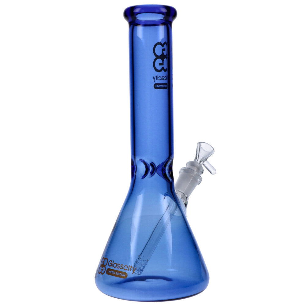 Glasscity Limited Edition Beaker Ice Bong | Blue | Small | Side view 3