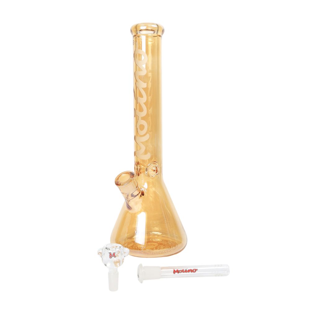 Molino Golden Medusa Beaker Base Ice Bong | Downstem and Herb Bowl Included