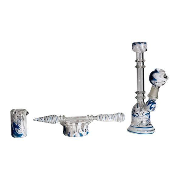 Glass Bell Dab Rig | 7 Inches | Blue White
