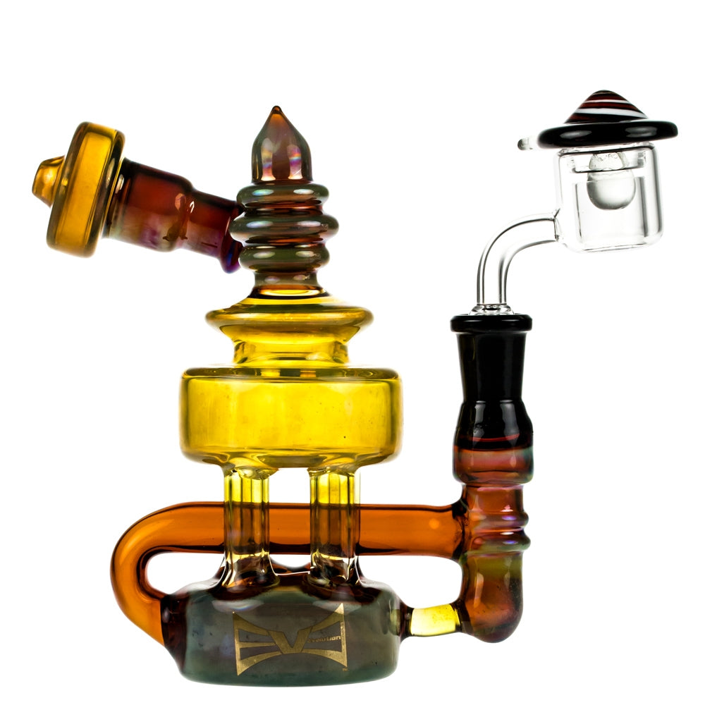 Evolution Glass Atlantis Recycler Dab Rig | Amber | side view 1