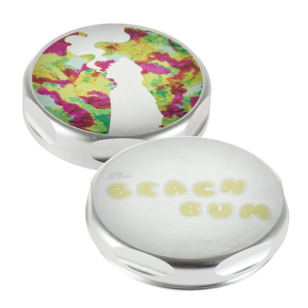 The Beach Bum 4-part Magnetic Aluminum Grinder | Moondog | Silver - Decals 