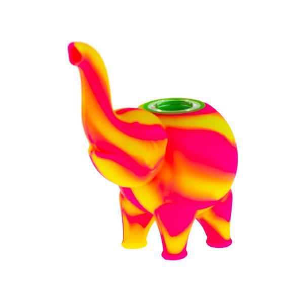 Silicone Mini Elephant Hand Pipe | Pink Yellow
