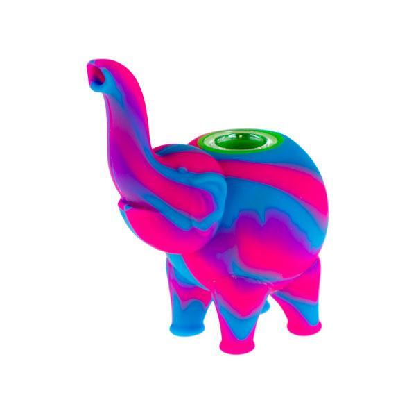Silicone Mini Elephant Hand Pipe | Pink Blue
