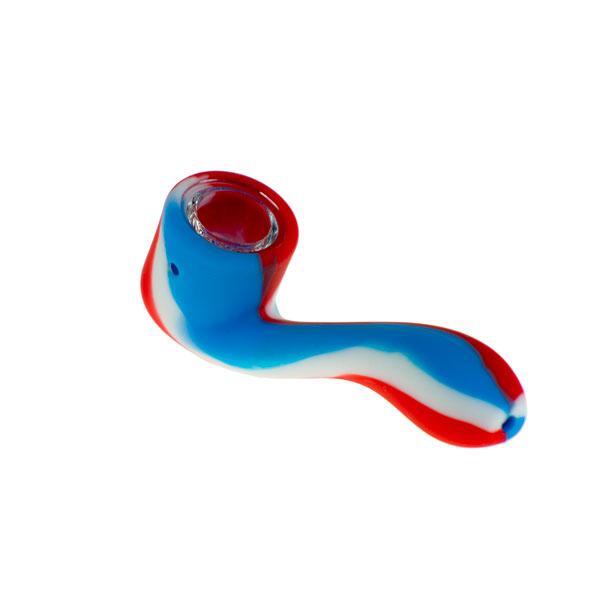 Silicone Sherlock Hand Pipe with Insert Bowl | Red Blue