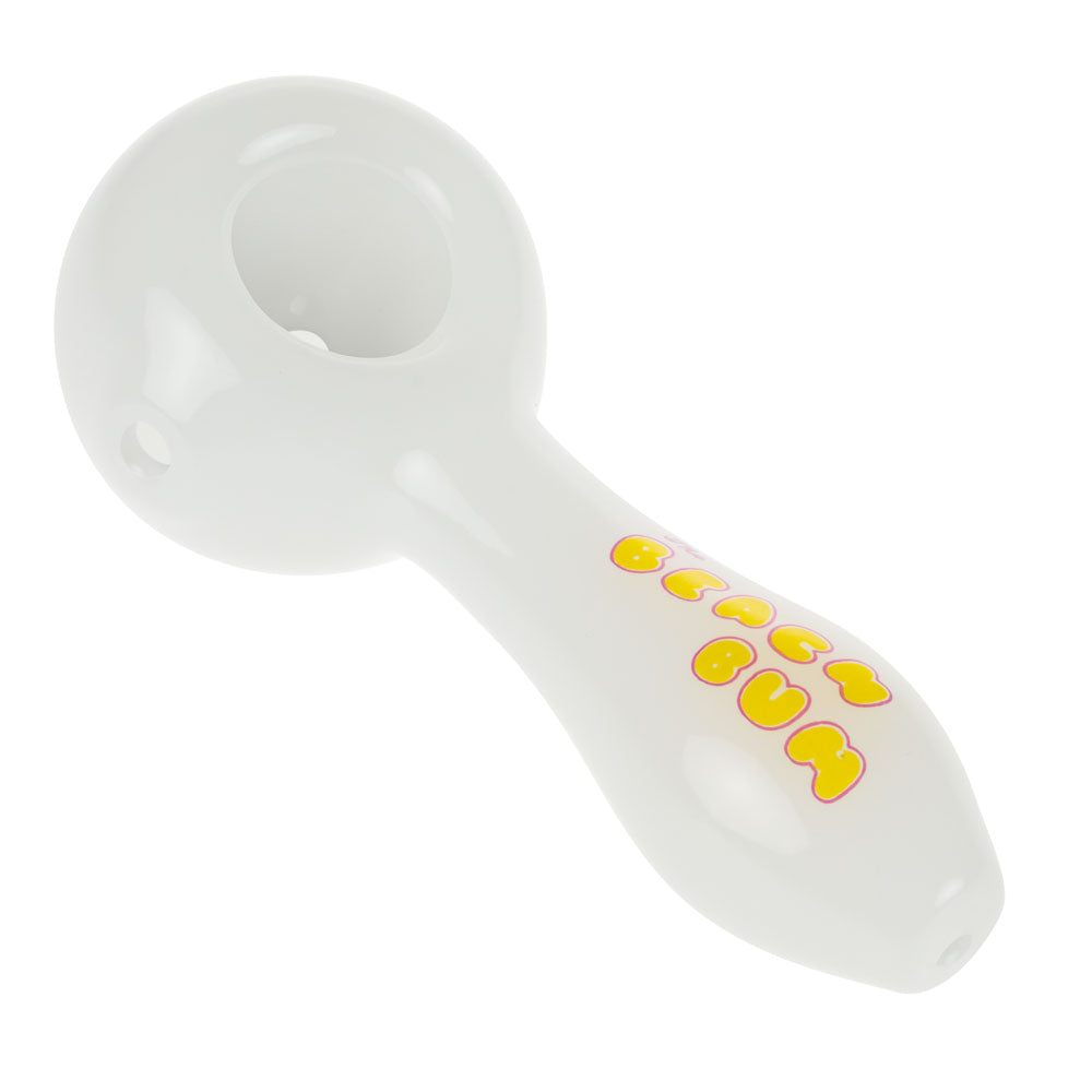 The Beach Bum Glass Spoon Pipe | Hat | White - Top View 
