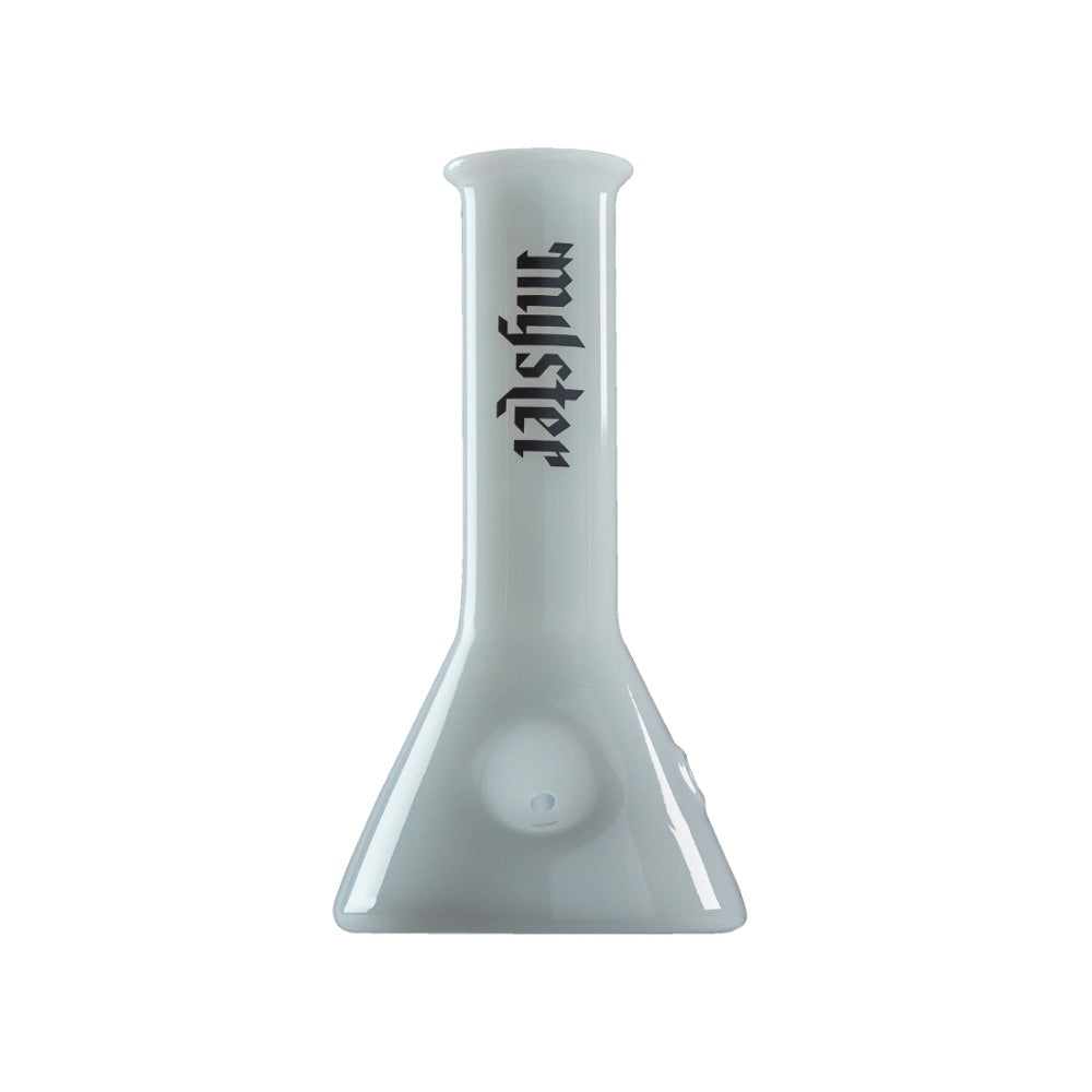 Myster Beaker Bowl Hand Pipe | White | side view 1