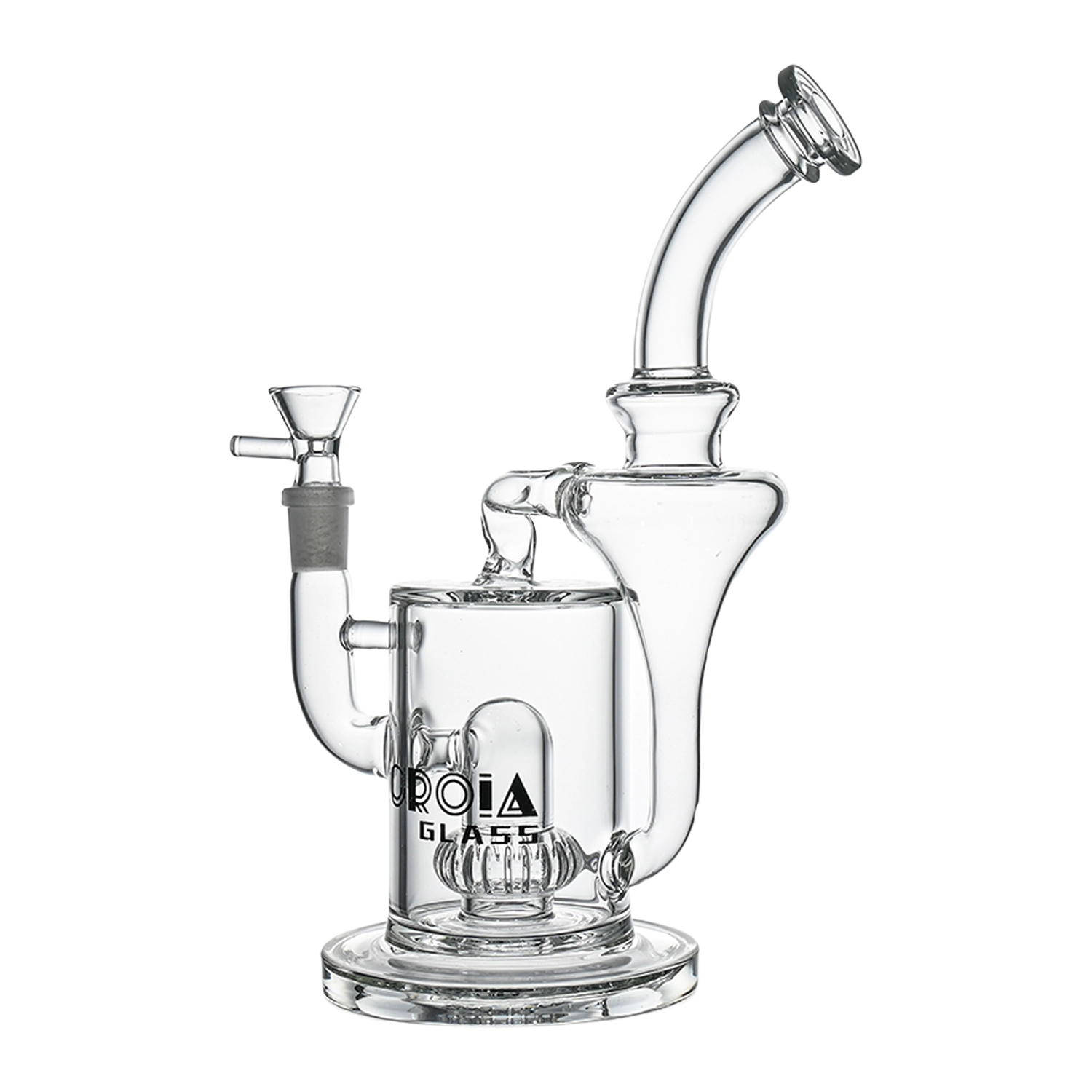 Croia Glass 10" Hourglass Recycler Scientific Bong with Crown Perc | Croia Glass