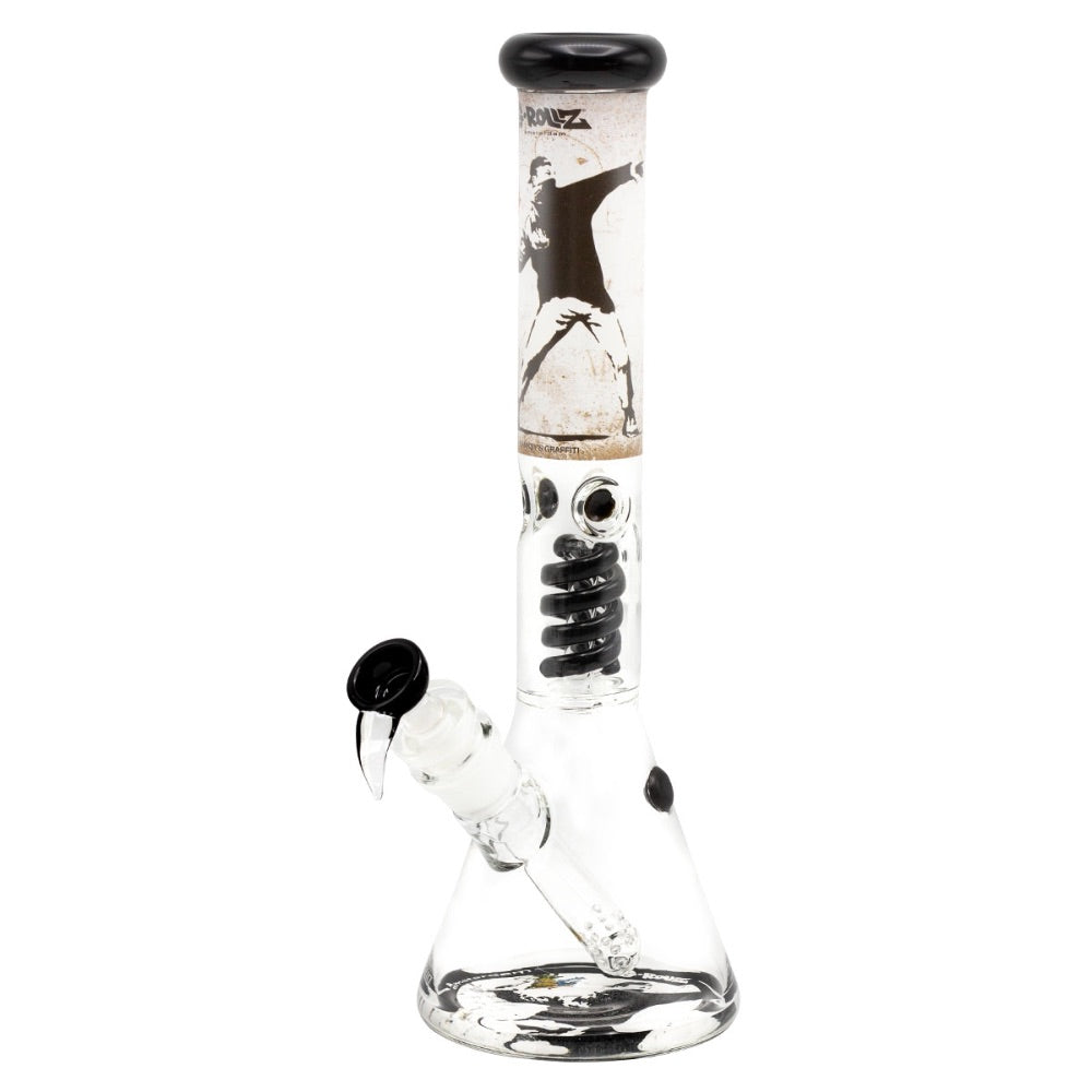 G-Rollz Banksy Beaker Base Percolator Bong | Flower Thrower | side view 1