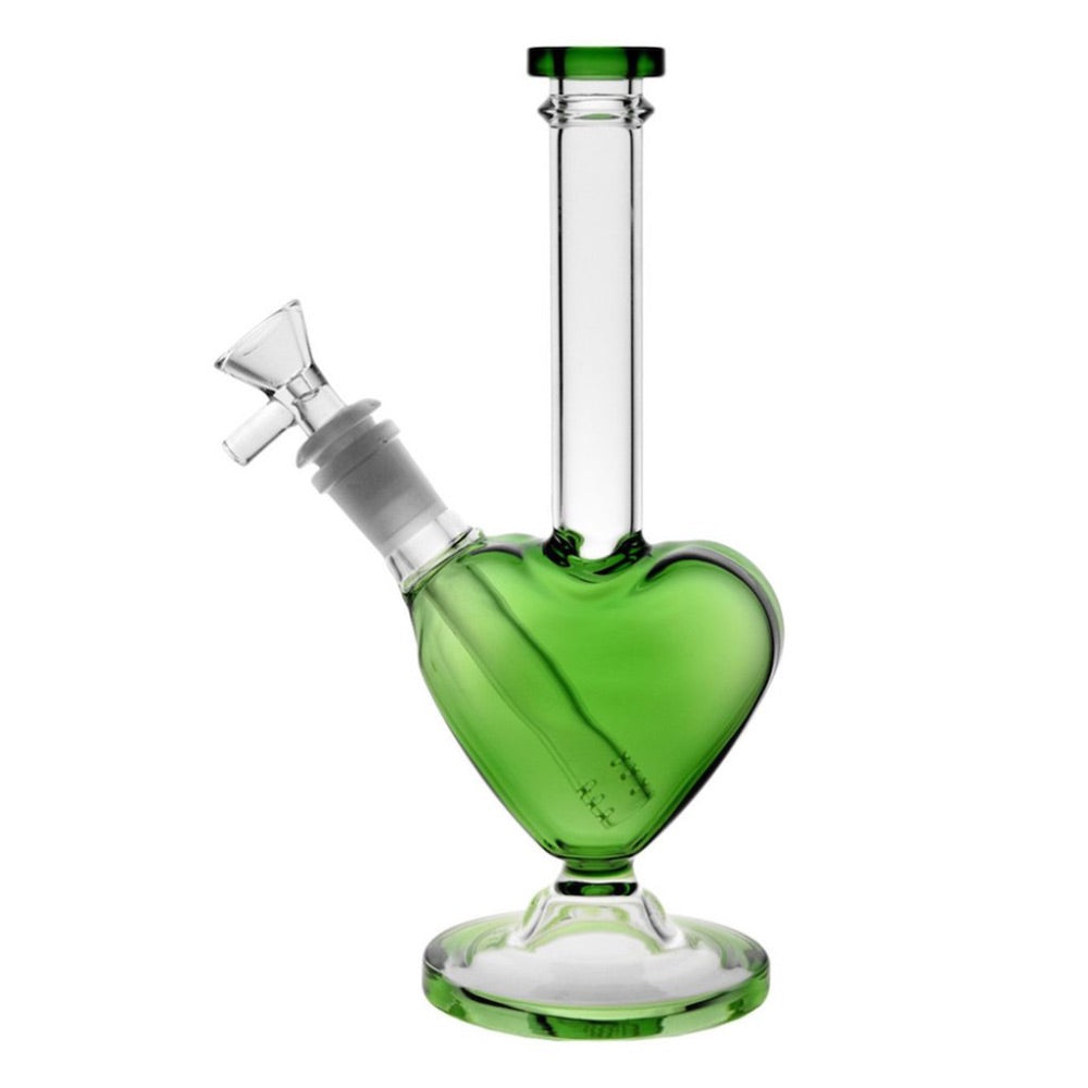 Love Heart Shaped Glass Bong | Green