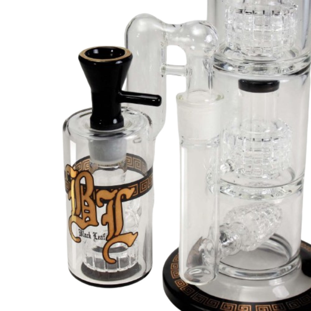 Black Leaf Triple Drum Percolator Bong with Ash Catcher | ash catcher
