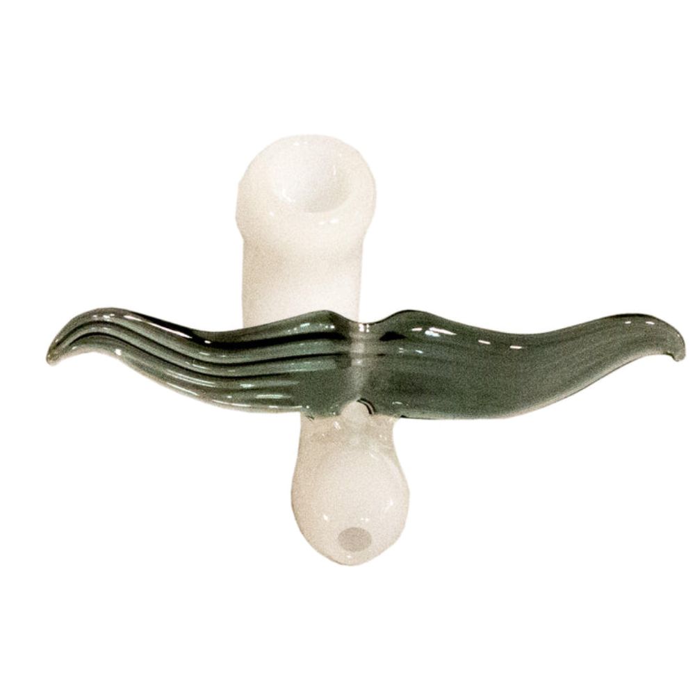 Mustache White Glass Sherlock Pipe | Purple | View 3