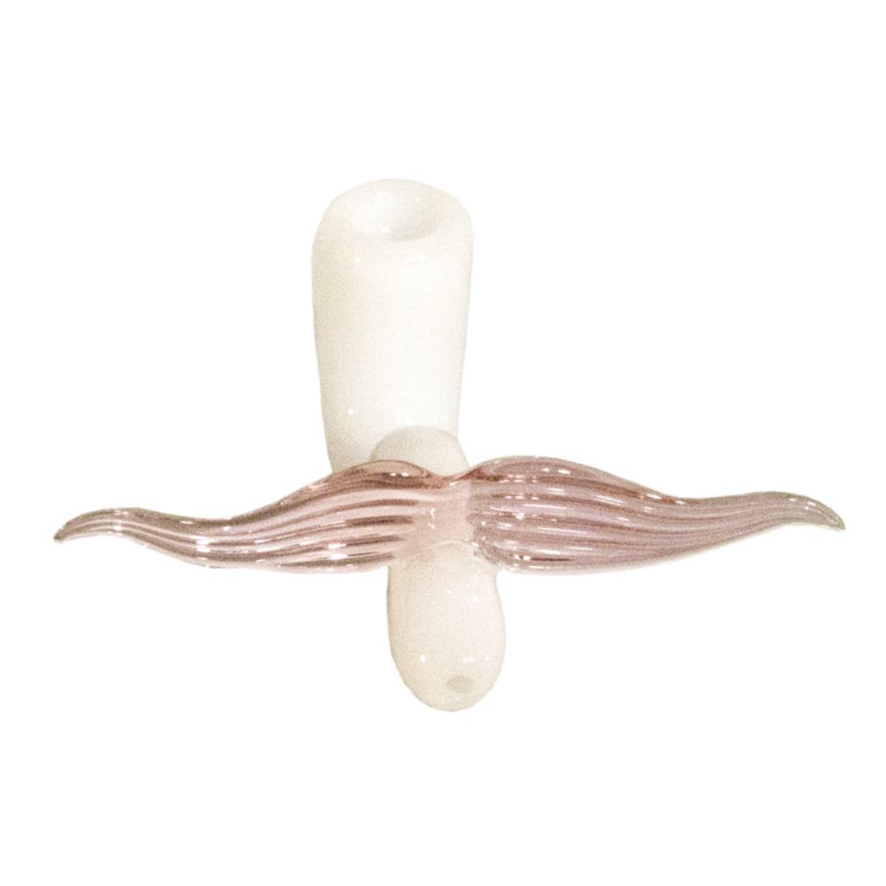 Mustache White Glass Sherlock Pipe