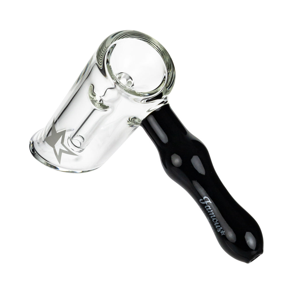 Famous X Straight Hammer Herb Bubbler | Black - Top View 