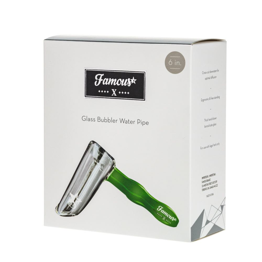 Famous X Straight Hammer Herb Bubbler | Green - Box