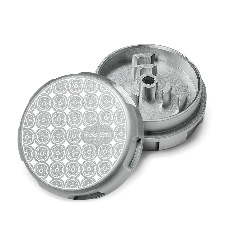 Bake Sale 2-Part Aircraft Grade Aluminum Grinder | Donut Pattern | Silver