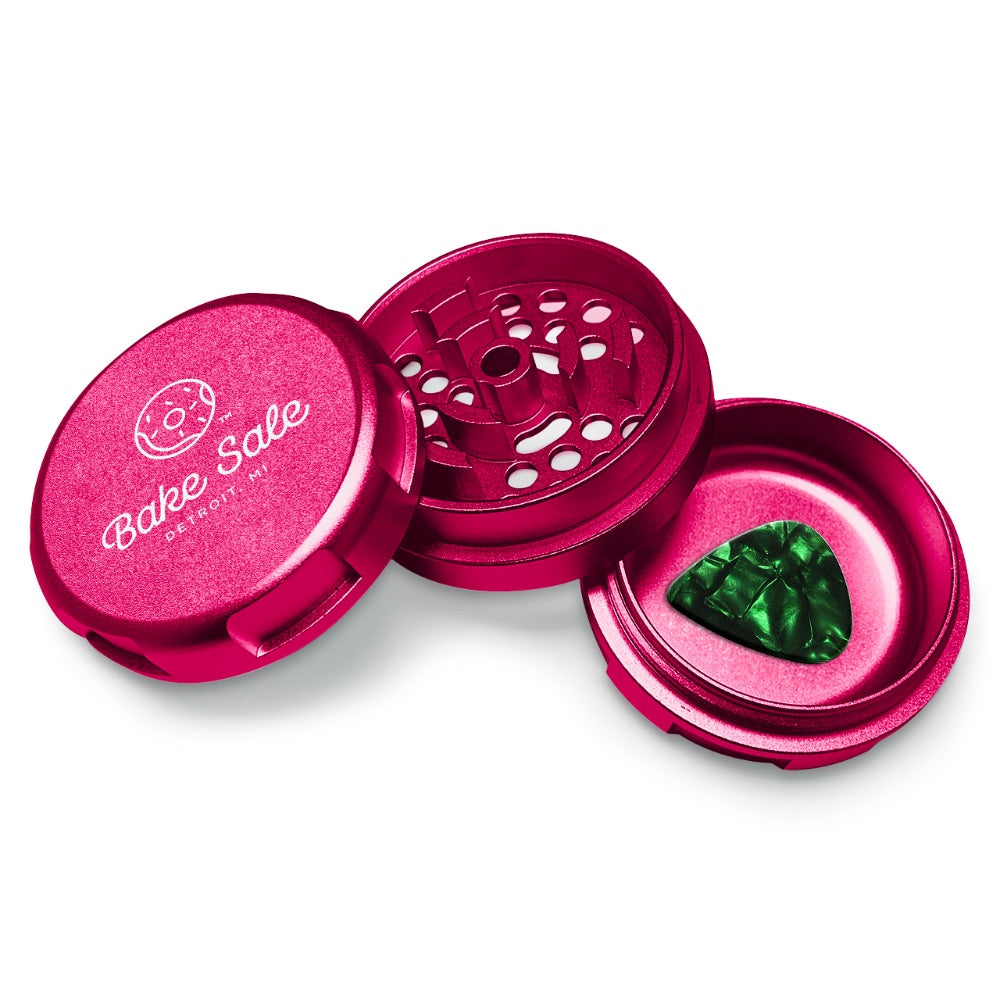 Bake Sale 3-Part Aircraft Grade Aluminum Whole Donut Grinder | Pink | Logo
