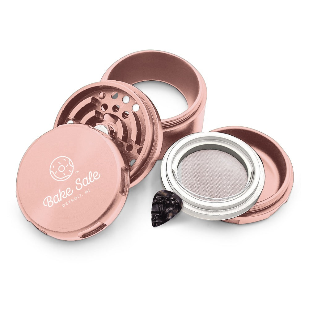 Bake Sale 5-Part 75 Frosted Aircraft Grade Aluminum Grinder | Logo | Rose Gold