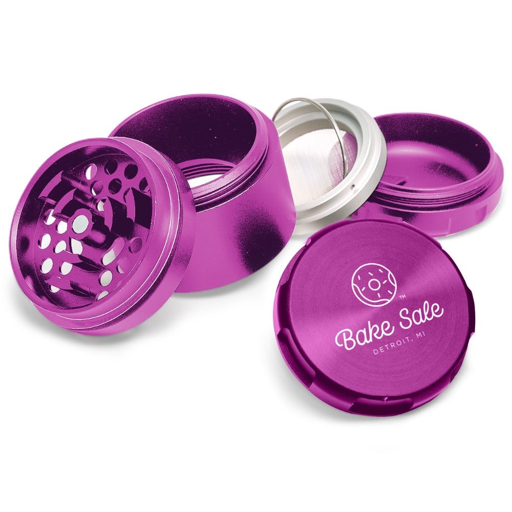 Bake Sale 5-Part Donut Pattern Aircraft Grade Aluminum Grinder | Purple logo